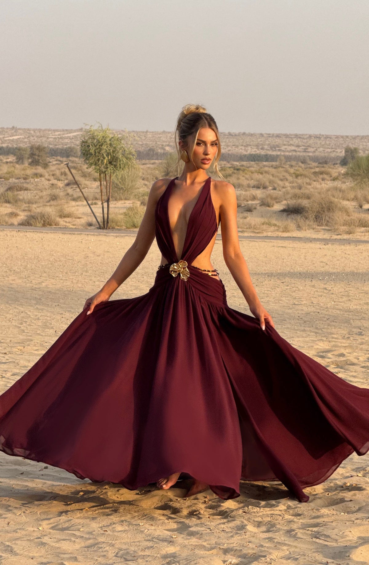 Indianne Maxi Dress in Cherry Lacquer