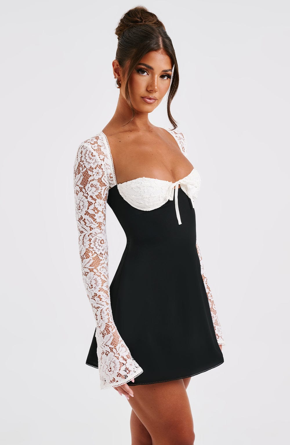 Jacinthe Mini Dress in Black/White