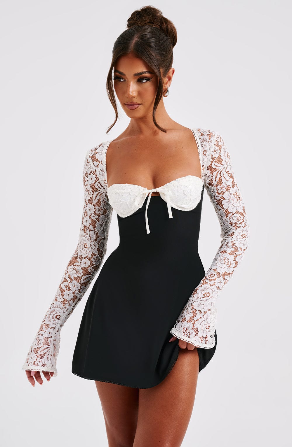 Jacinthe Mini Dress in Black/White