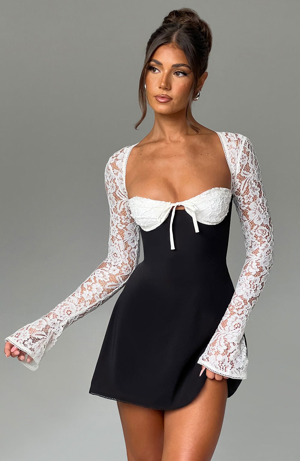 Jacinthe Mini Dress in Black/White