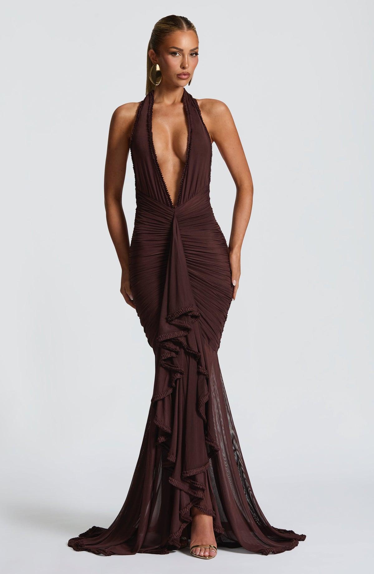 Janesse Maxi Dress in Plum Brown