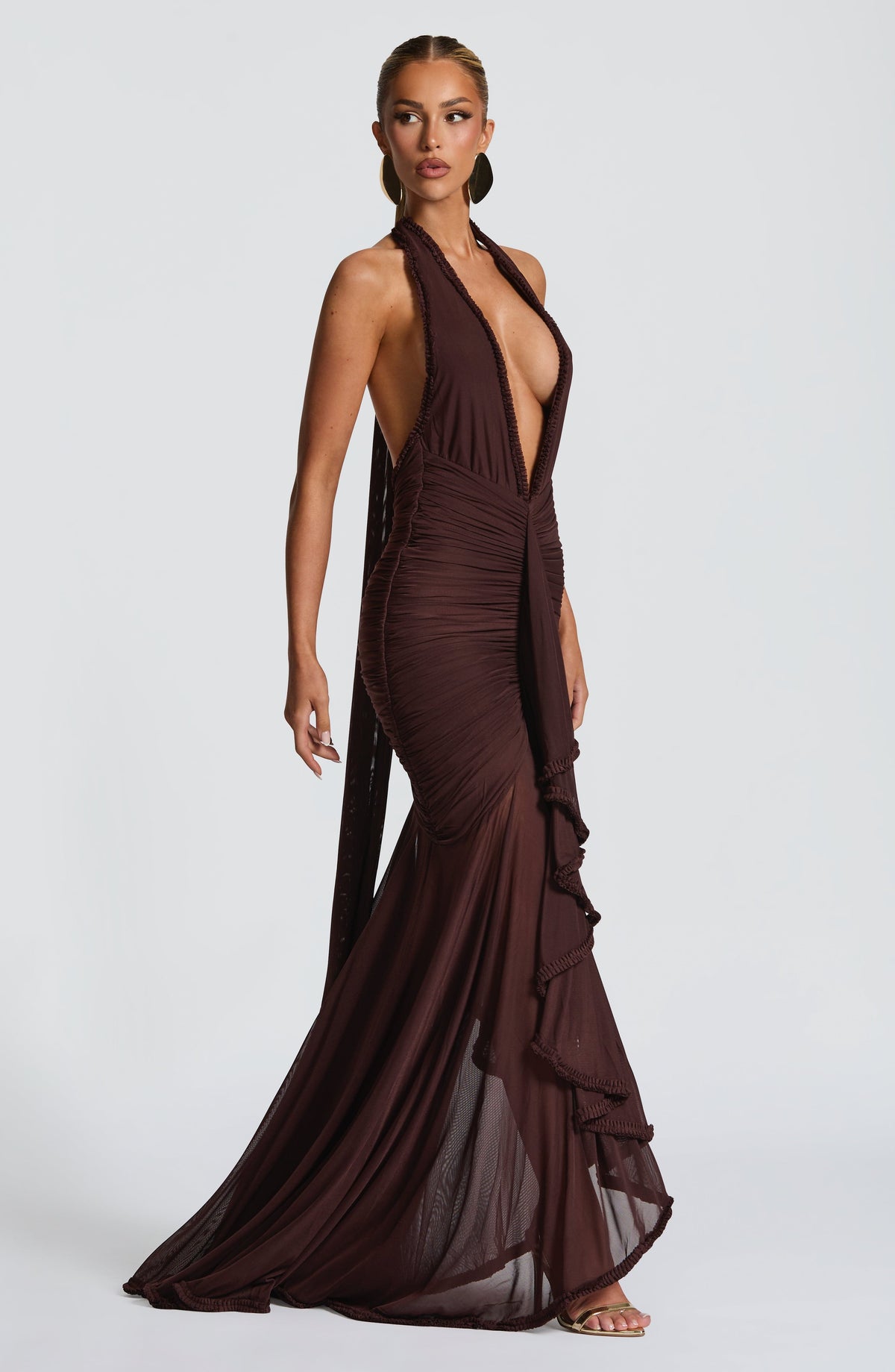 Janesse Maxi Dress in Plum Brown