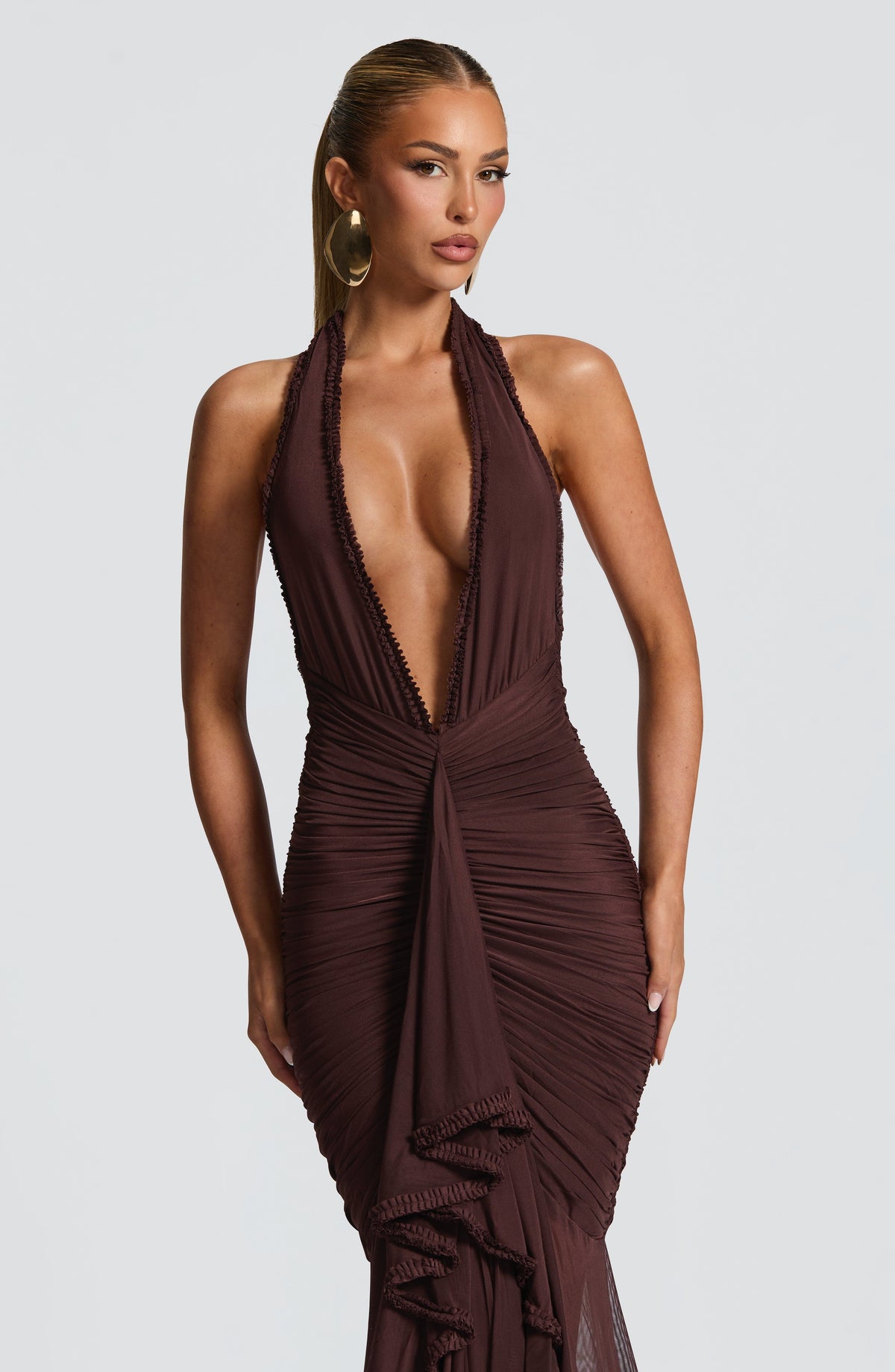 Janesse Maxi Dress in Plum Brown