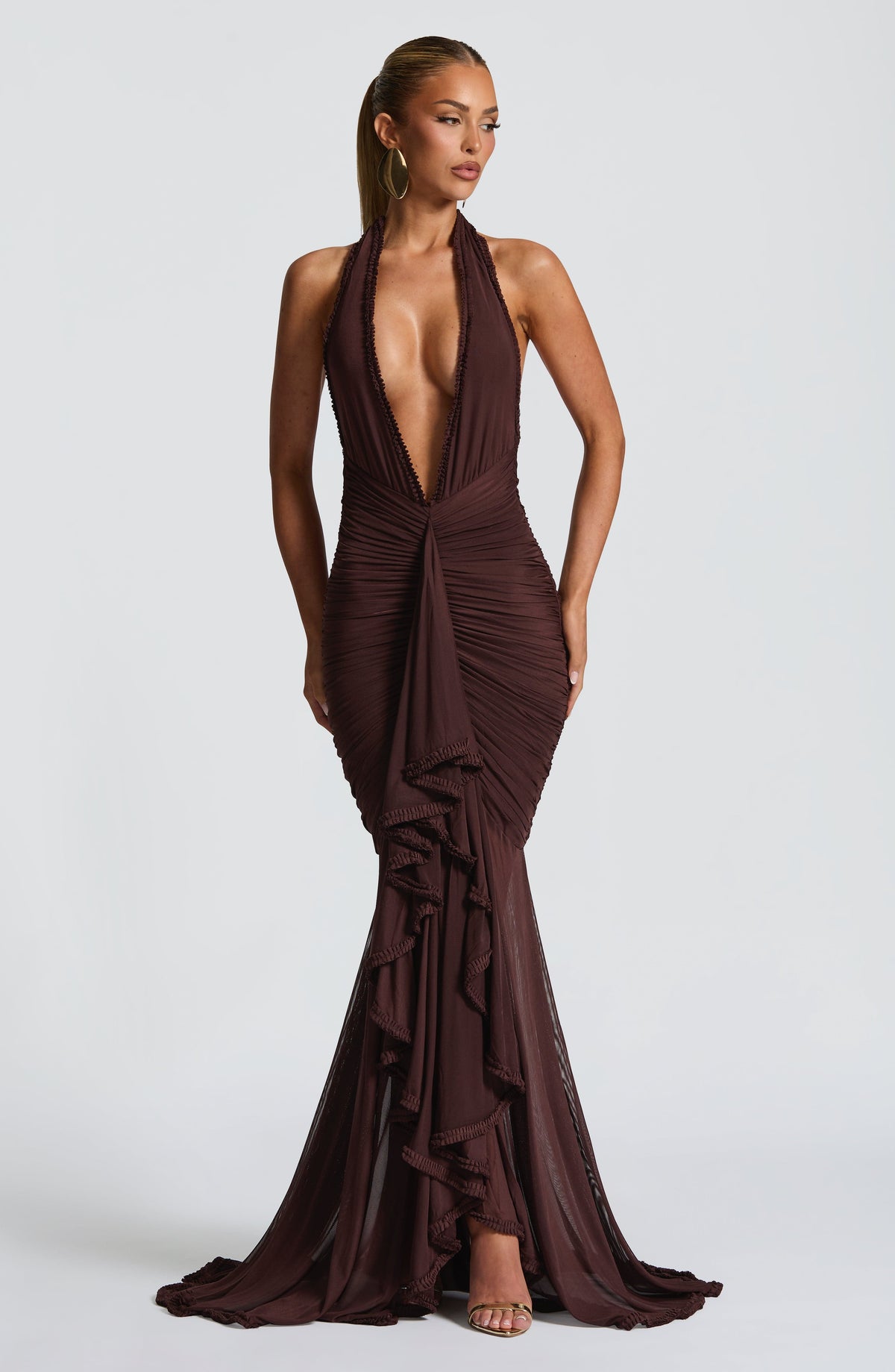 Janesse Maxi Dress in Plum Brown