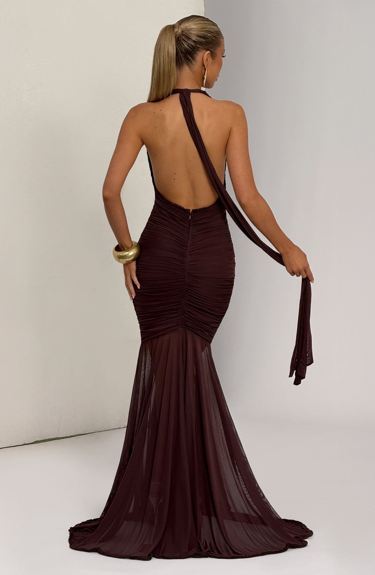 Janesse Maxi Dress in Plum Brown