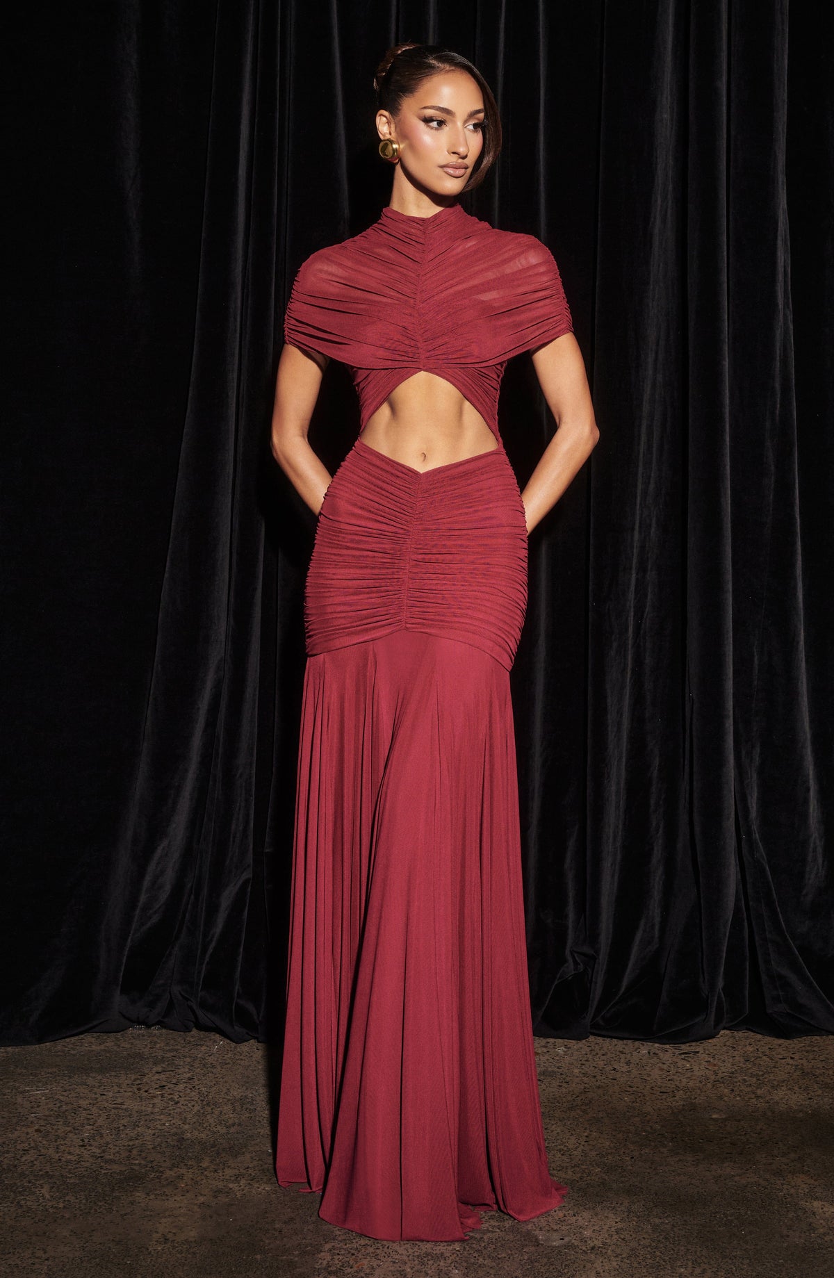 Jayla Maxi Dress in Burgundy
