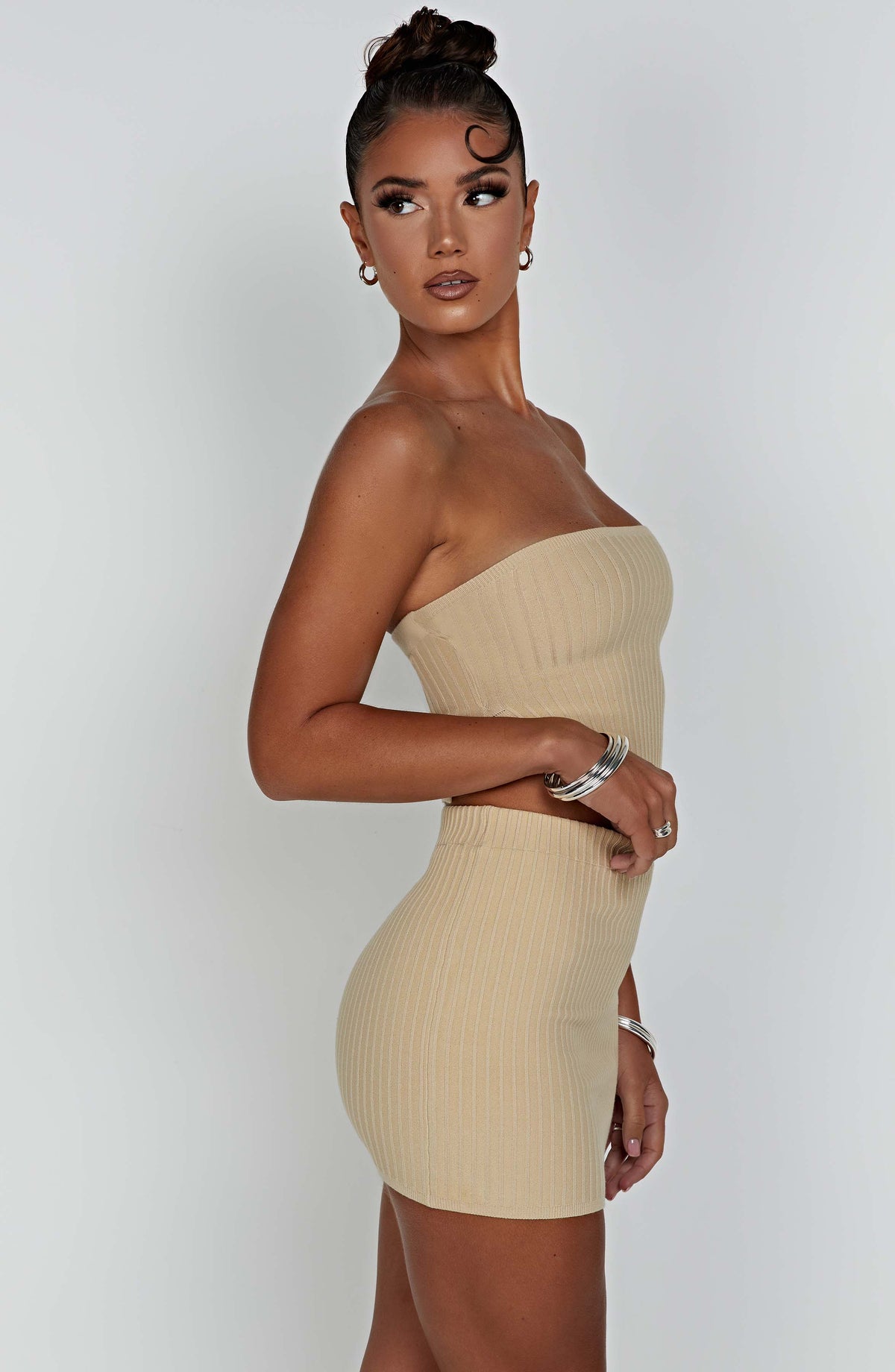 Jazlyn Mini Skirt in Beige