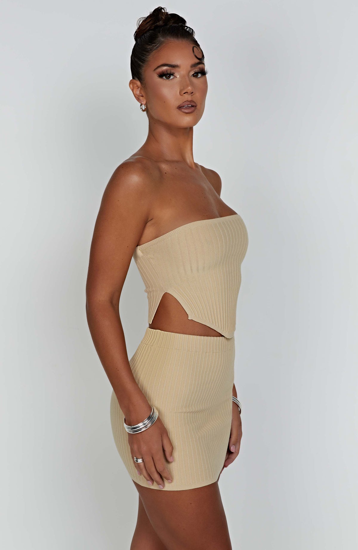 Jazlyn Mini Skirt in Beige
