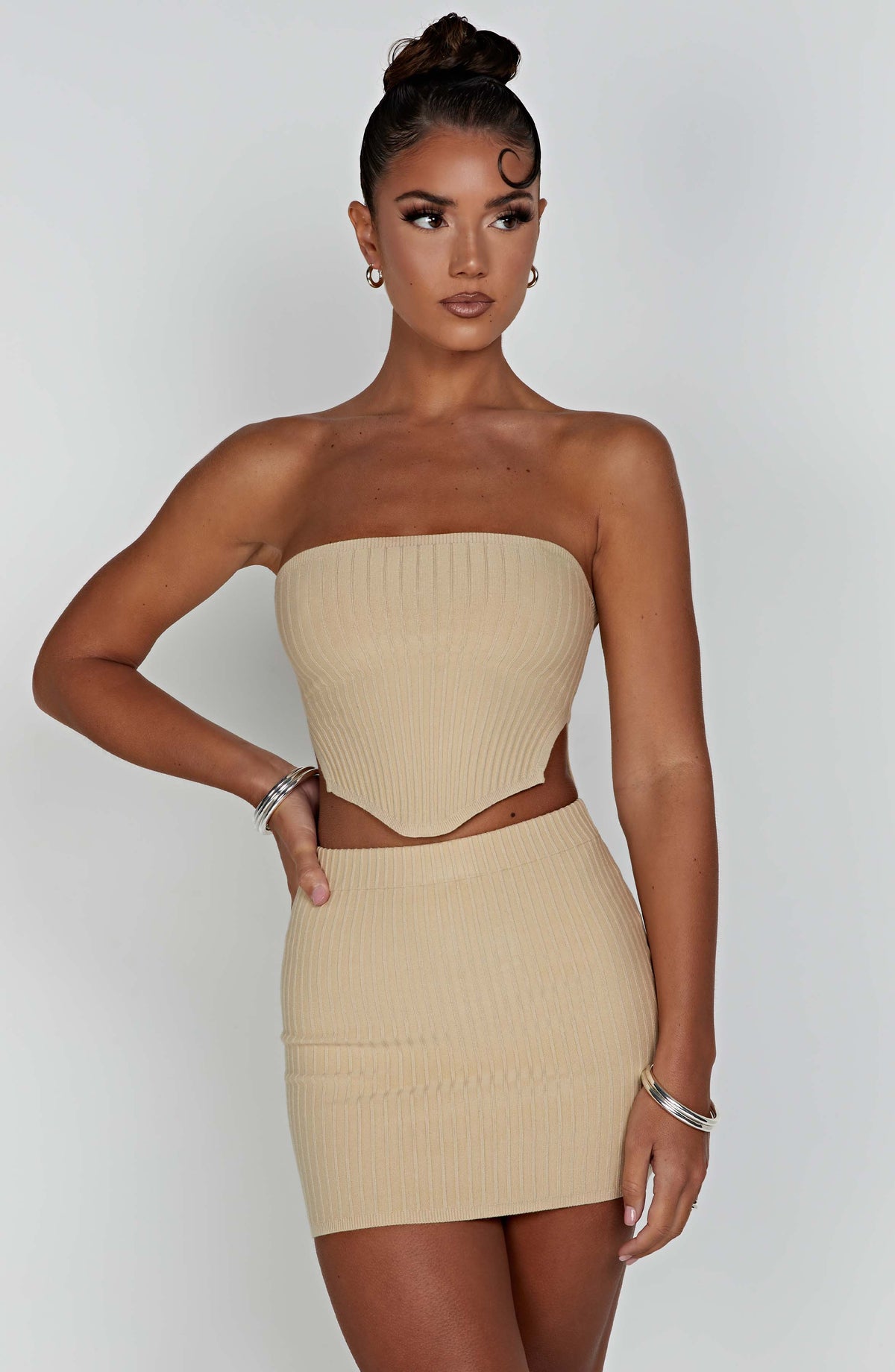 Jazlyn Mini Skirt in Beige