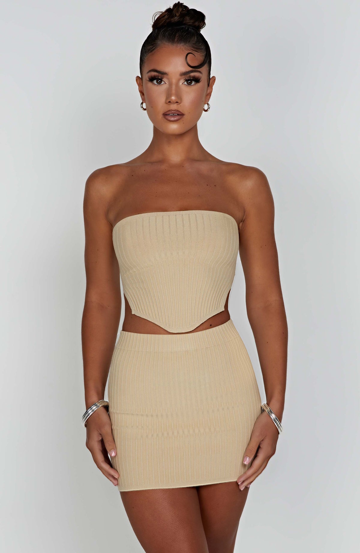 Jazlyn Mini Skirt in Beige