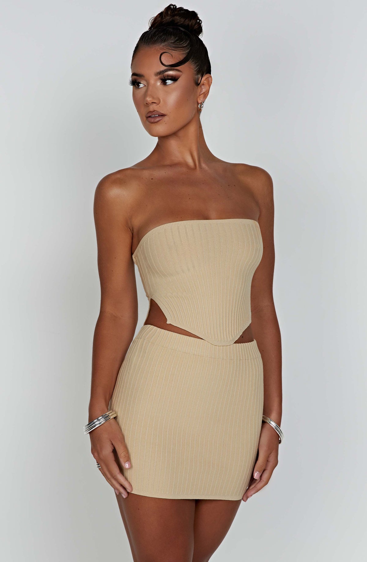 Jazlyn Mini Skirt in Beige