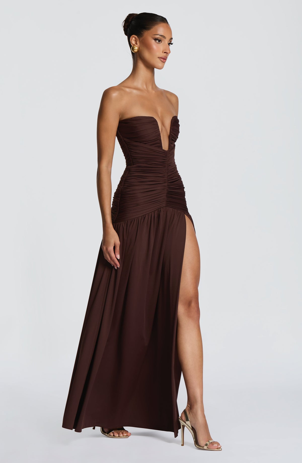 Junelle Maxi Dress in Plum Brown