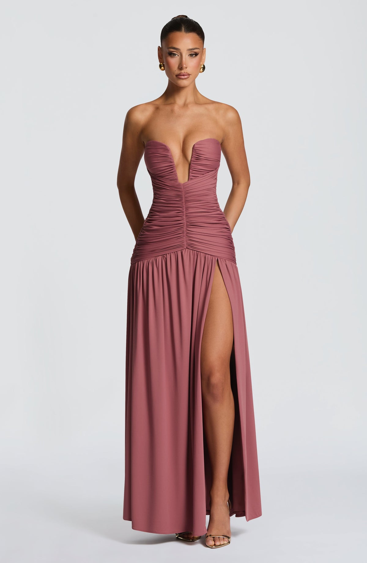 Junelle Maxi Dress in Rose Brown