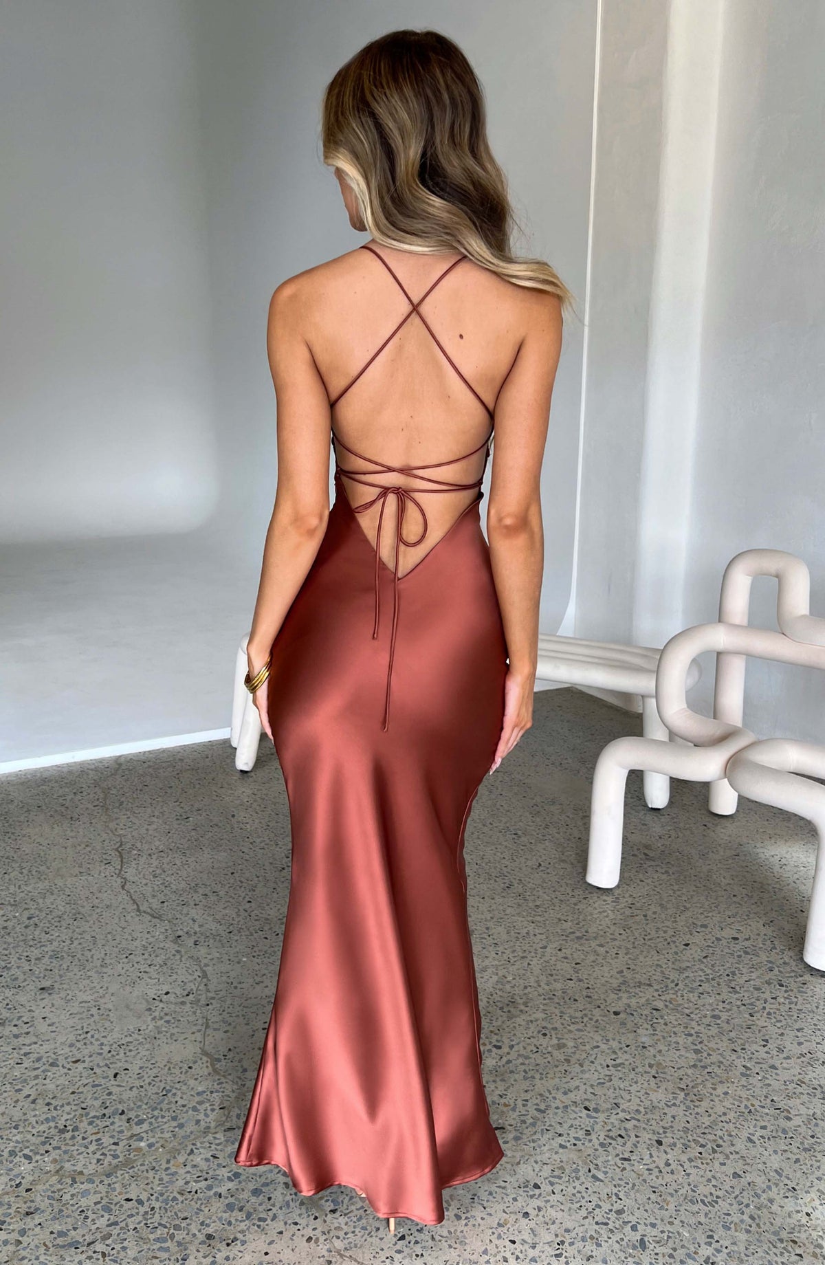 Malikah Maxi Dress in Rust