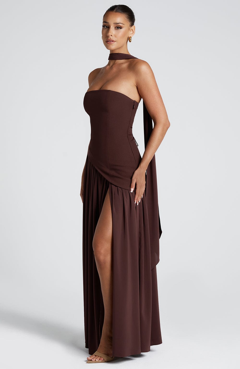 Maliyana Maxi Dress in Plum Brown