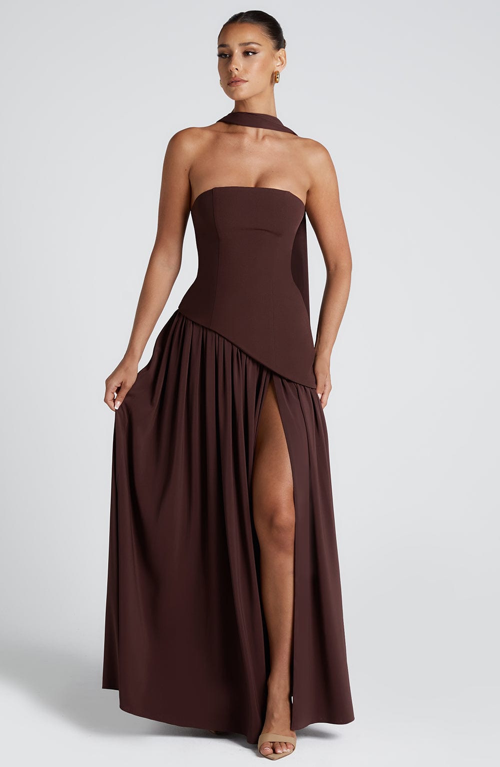 Maliyana Maxi Dress in Plum Brown