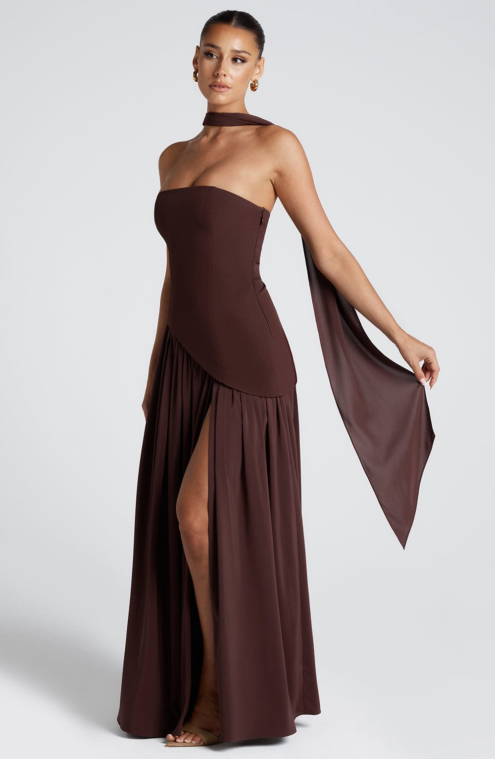 Maliyana Maxi Dress in Plum Brown