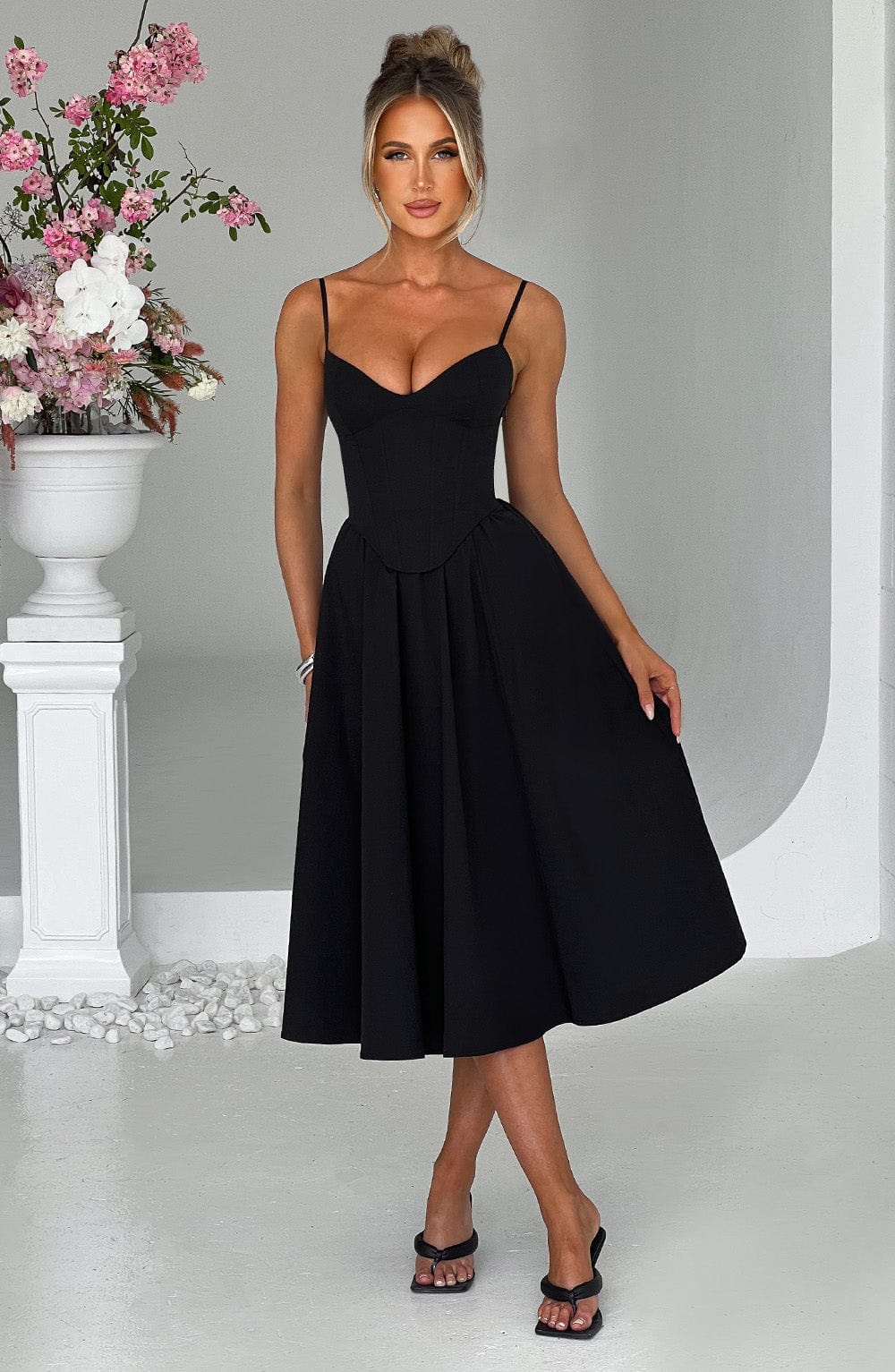 Mariella Midi Dress in Black