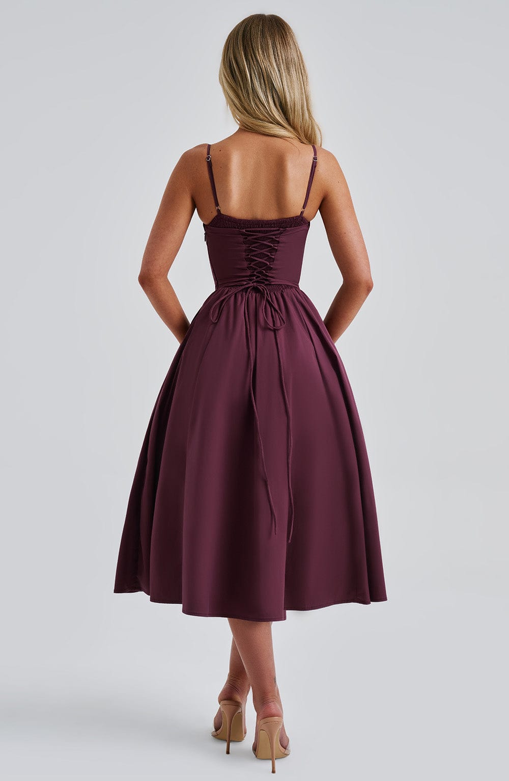 Mariella Midi Dress in Cherry Lacquer
