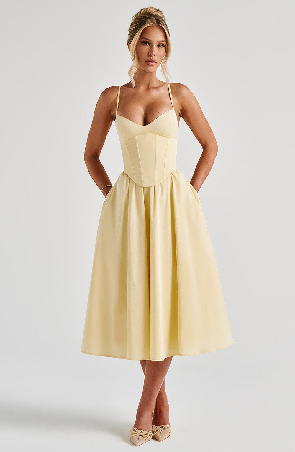Mariella Midi Dress in Lemon