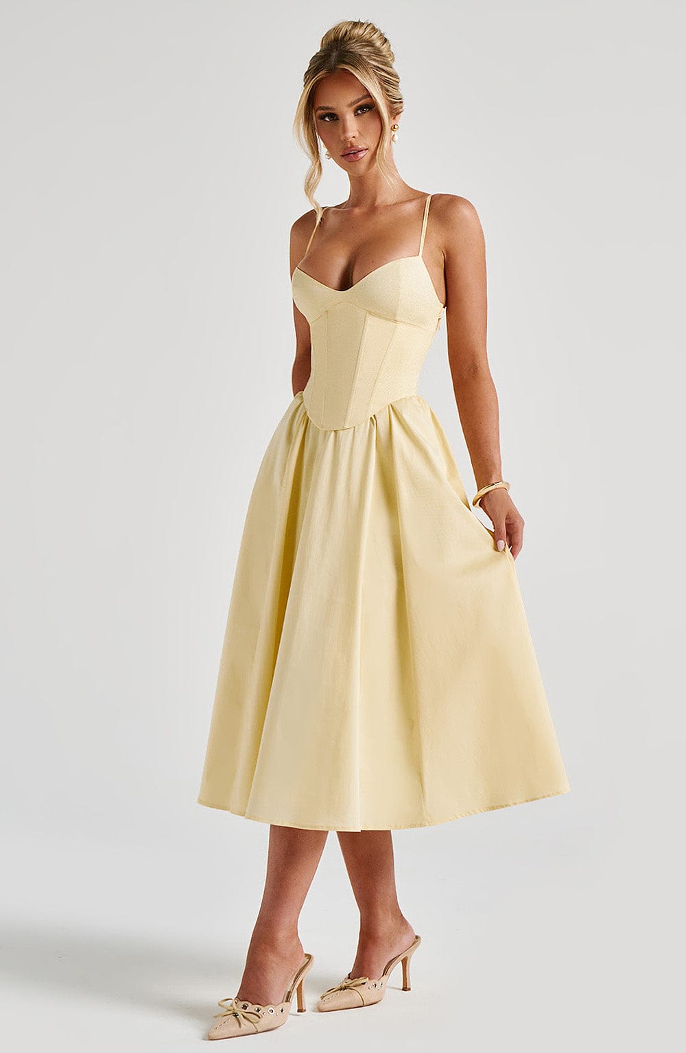 Mariella Midi Dress in Lemon