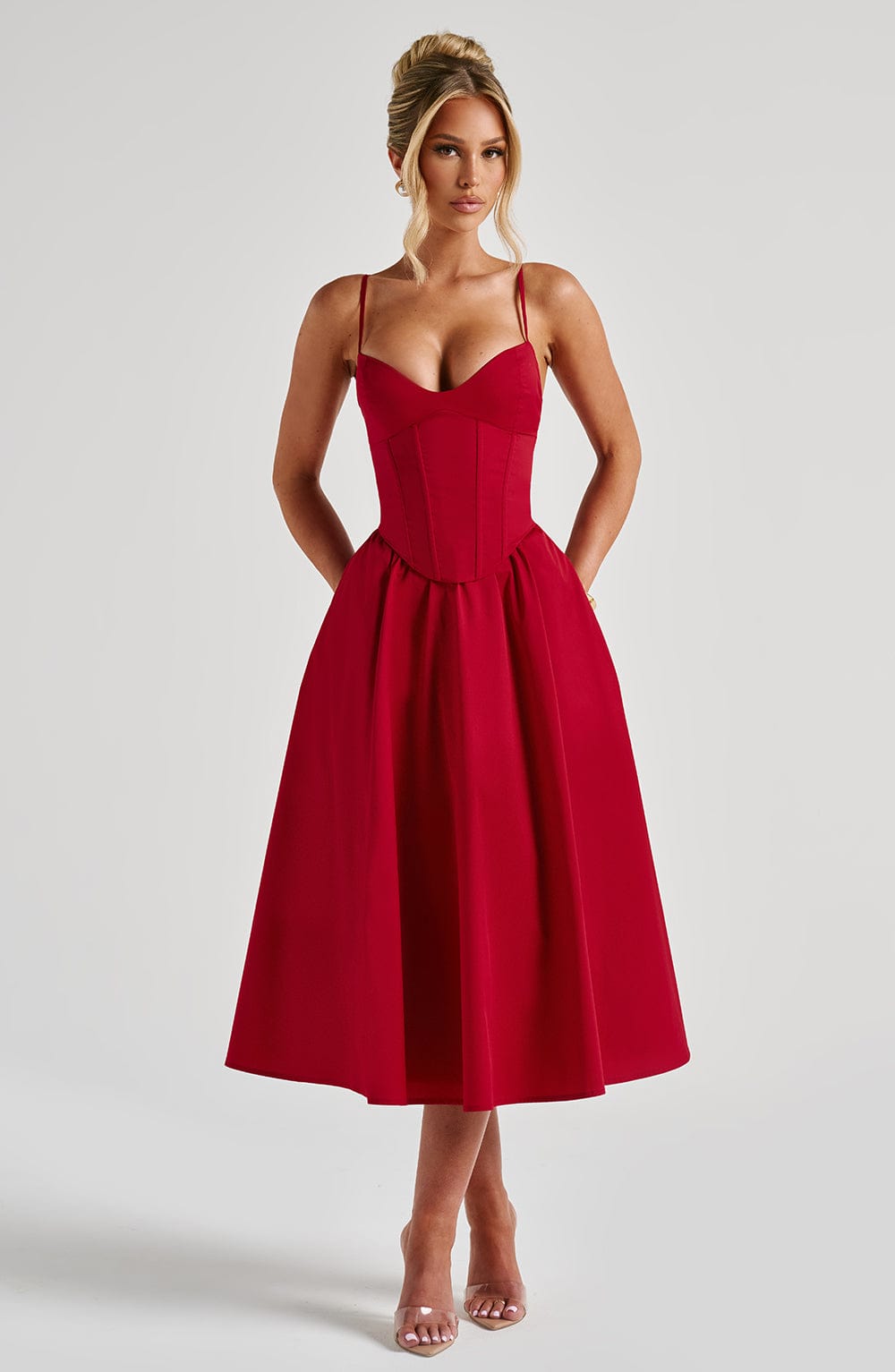 Mariella Midi Dress in Red
