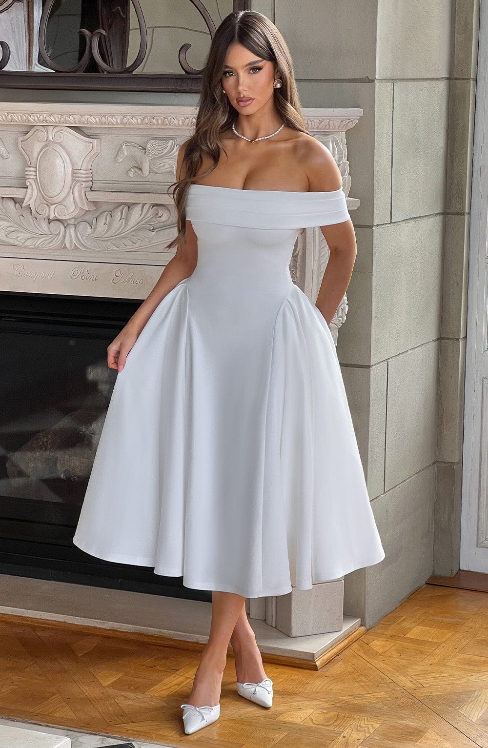 Marinda Midi Dress in Ivory