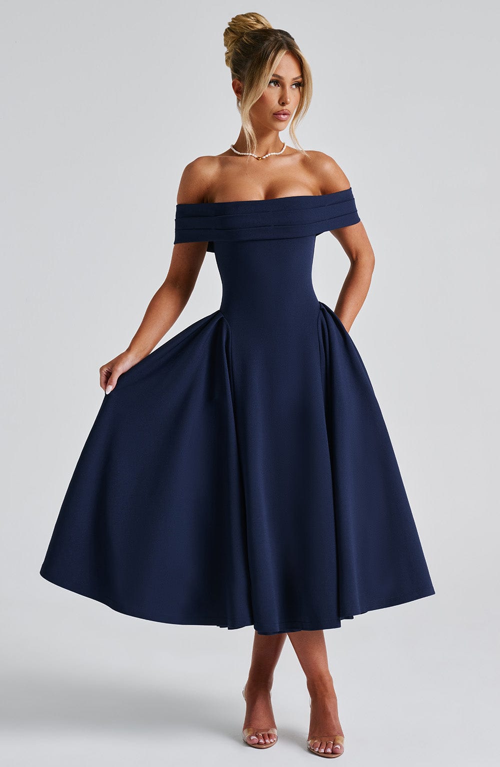 Marinda Midi Dress in Navy