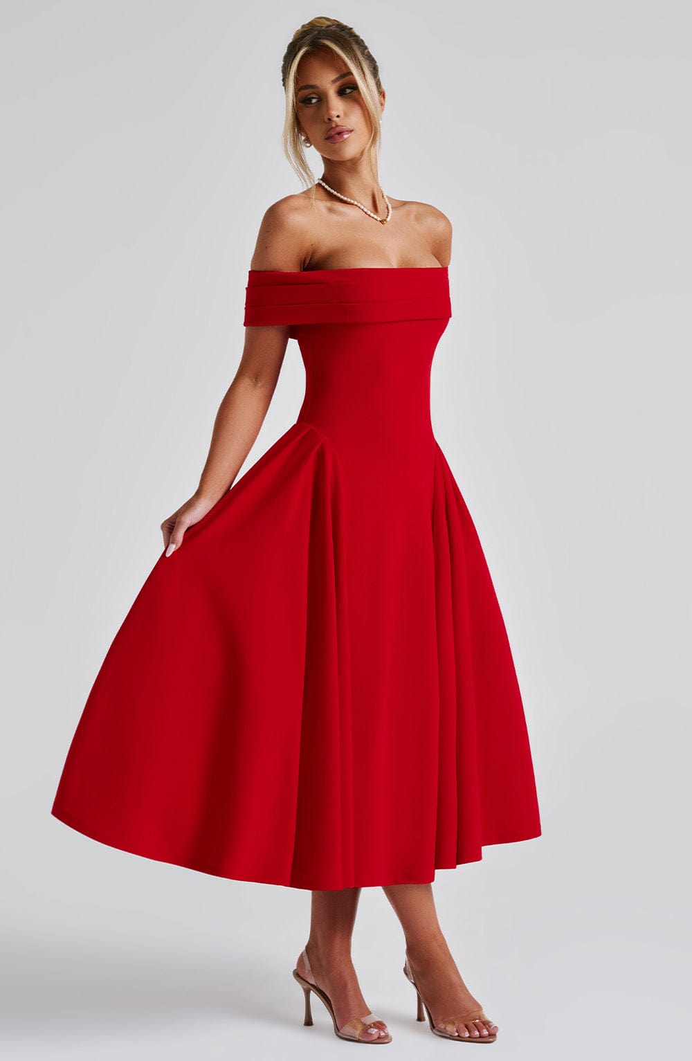 Marinda Midi Dress in Red