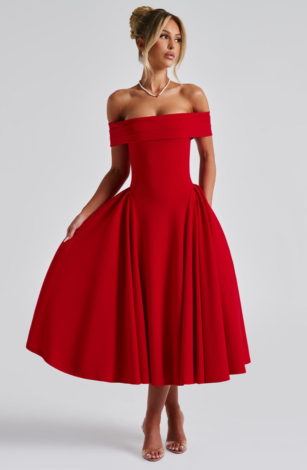 Marinda Midi Dress in Red