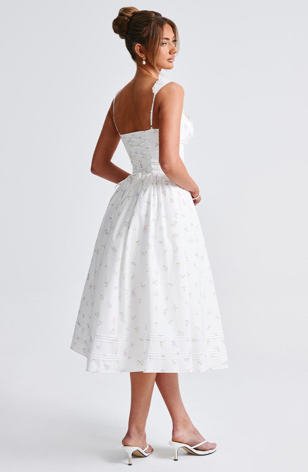 Marlene Midi Dress in White Multi Floral