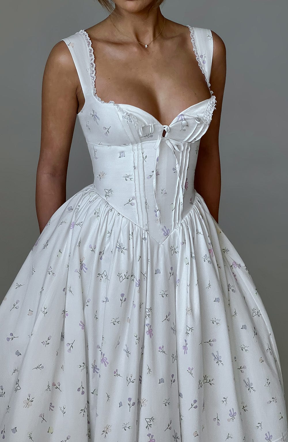Marlene Midi Dress in White Multi Floral