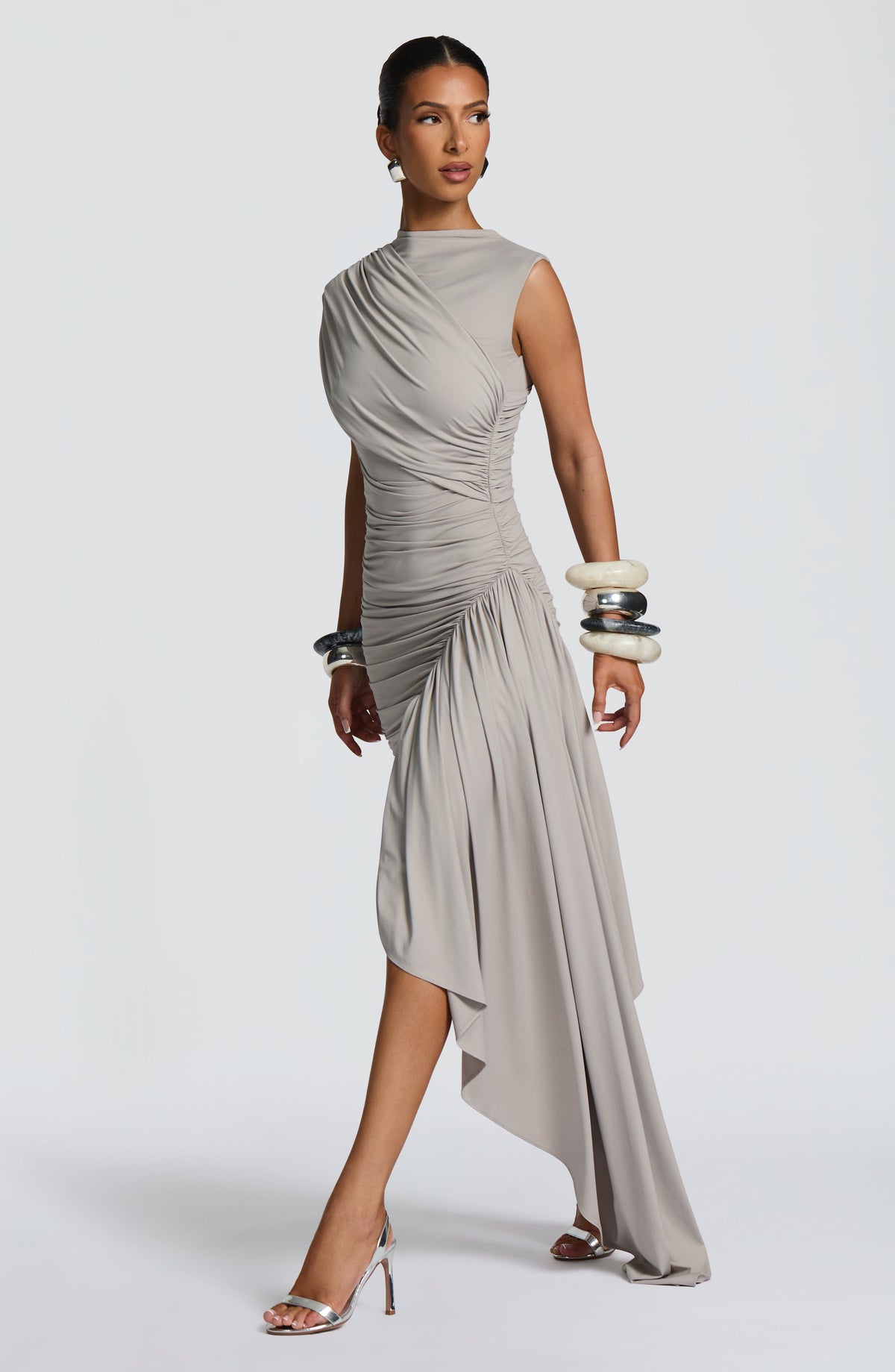 Marnia Mini Dress in Light Grey