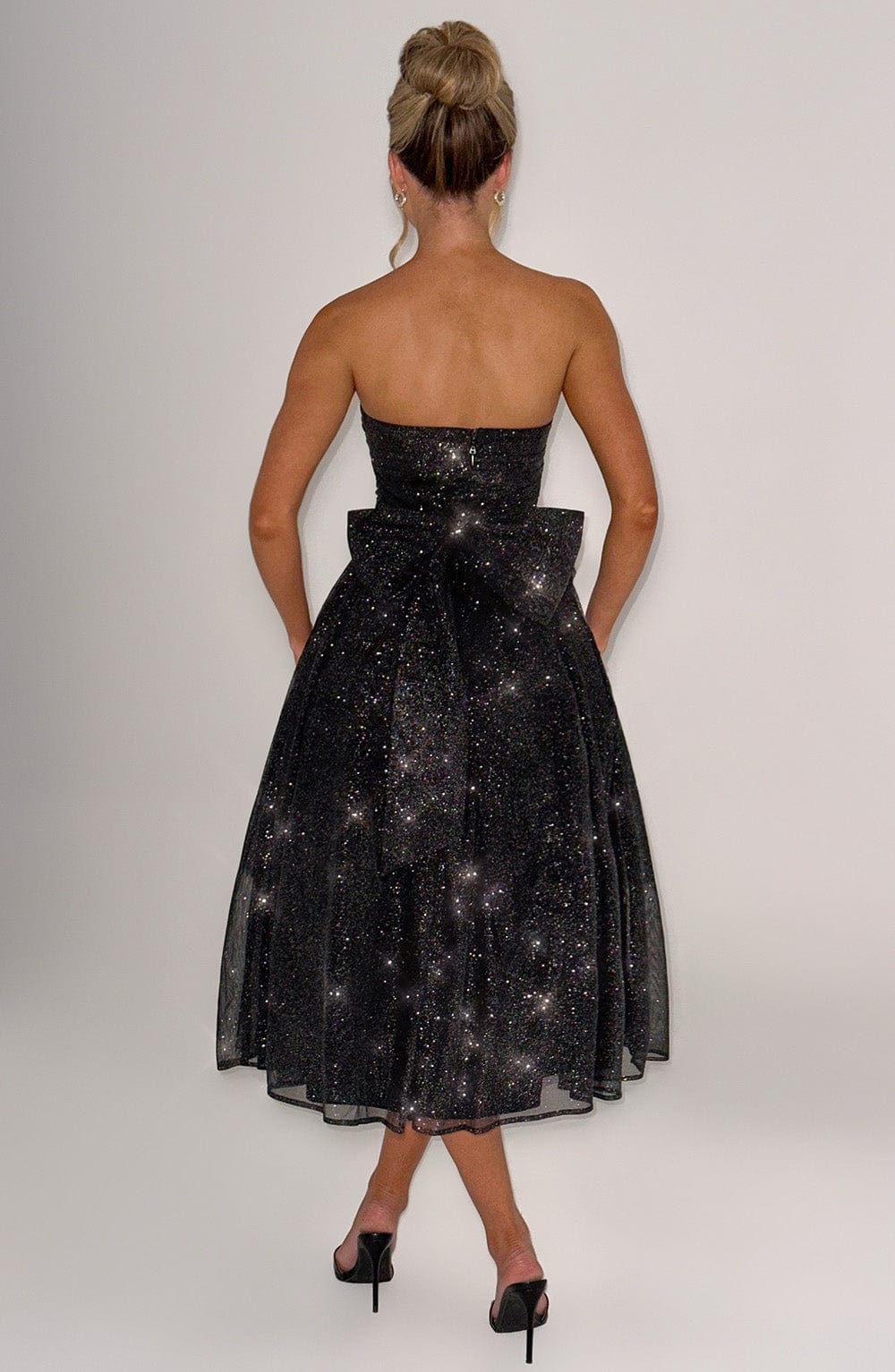 Marysa Midi Dress in Black Sparkle