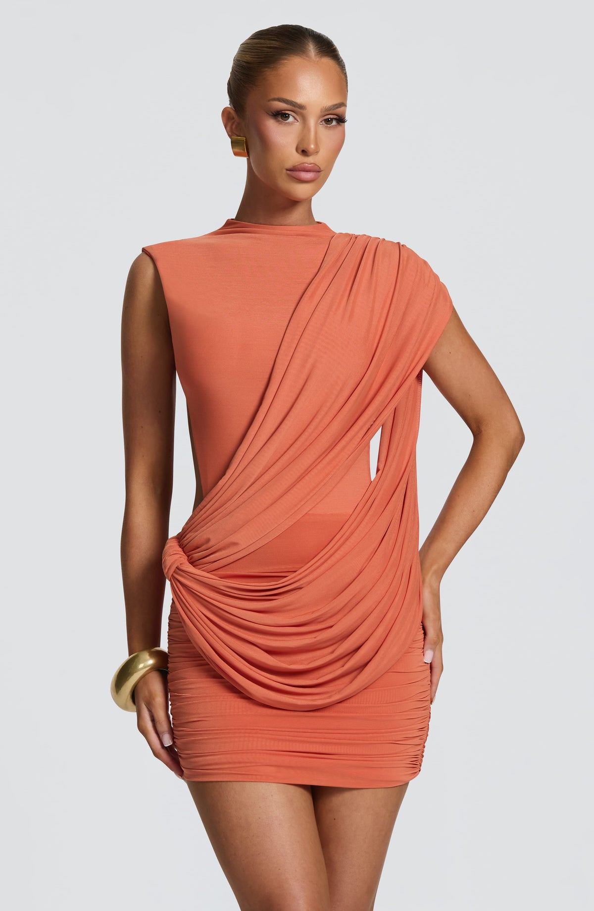 Mireia Mini Dress in Burnt Orange