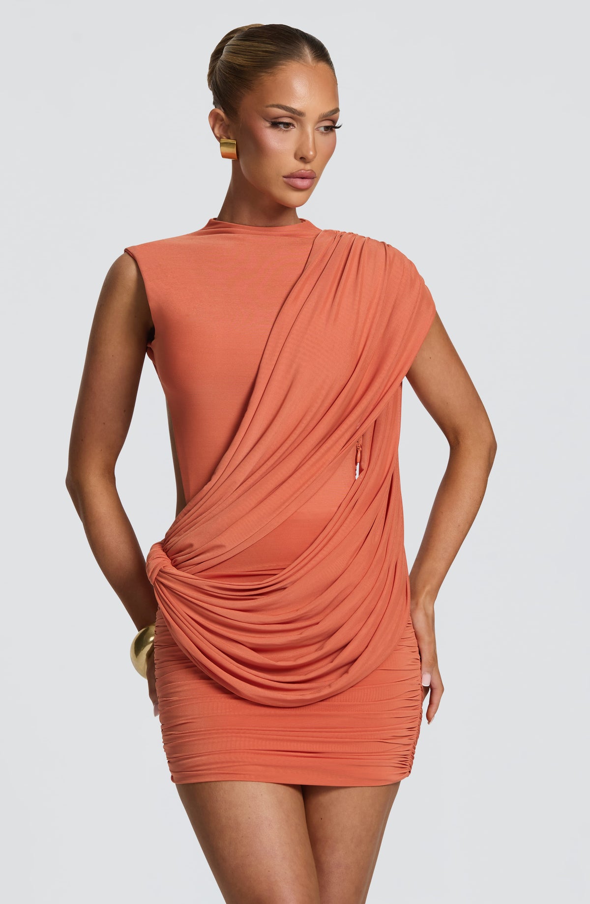 Mireia Mini Dress in Burnt Orange