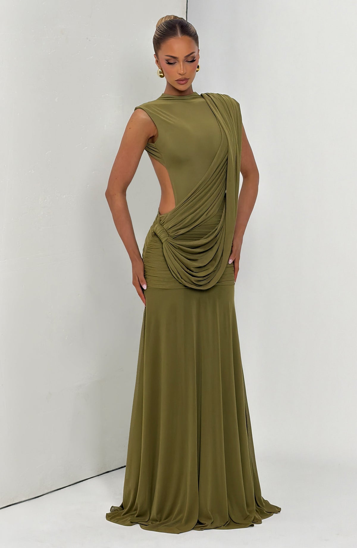 Mireille Maxi Dress in Deep Olive