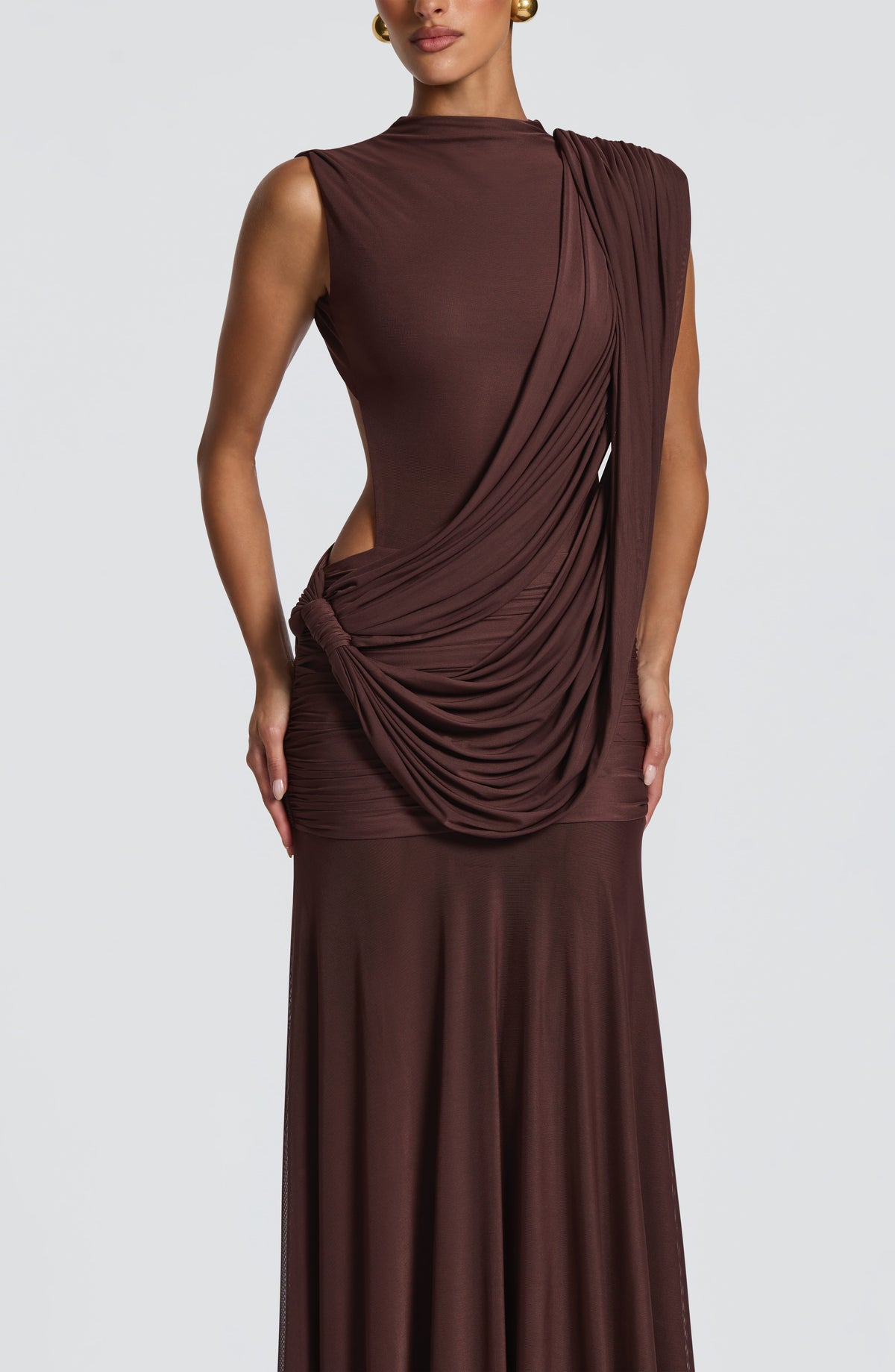 Mireille Maxi Dress in Plum Brown