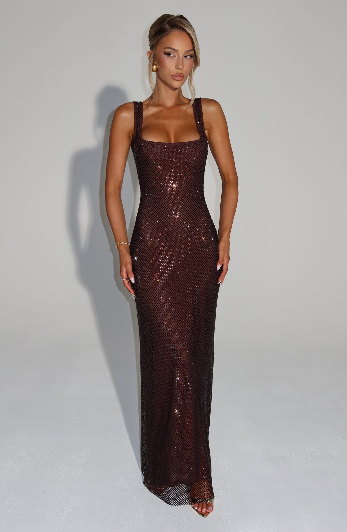 Petrine Maxi Dress in Plum Brown