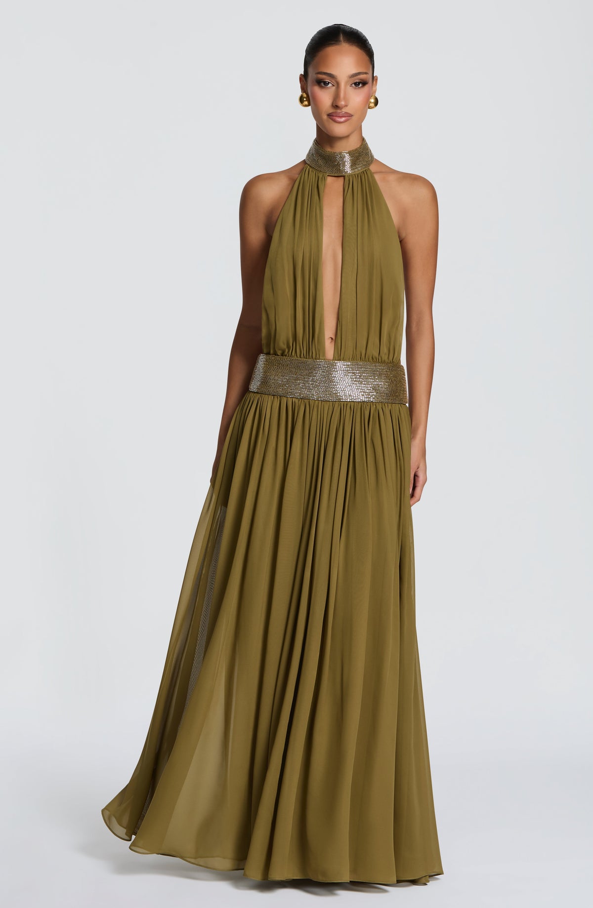 Rosaline Maxi Dress in Deep Olive