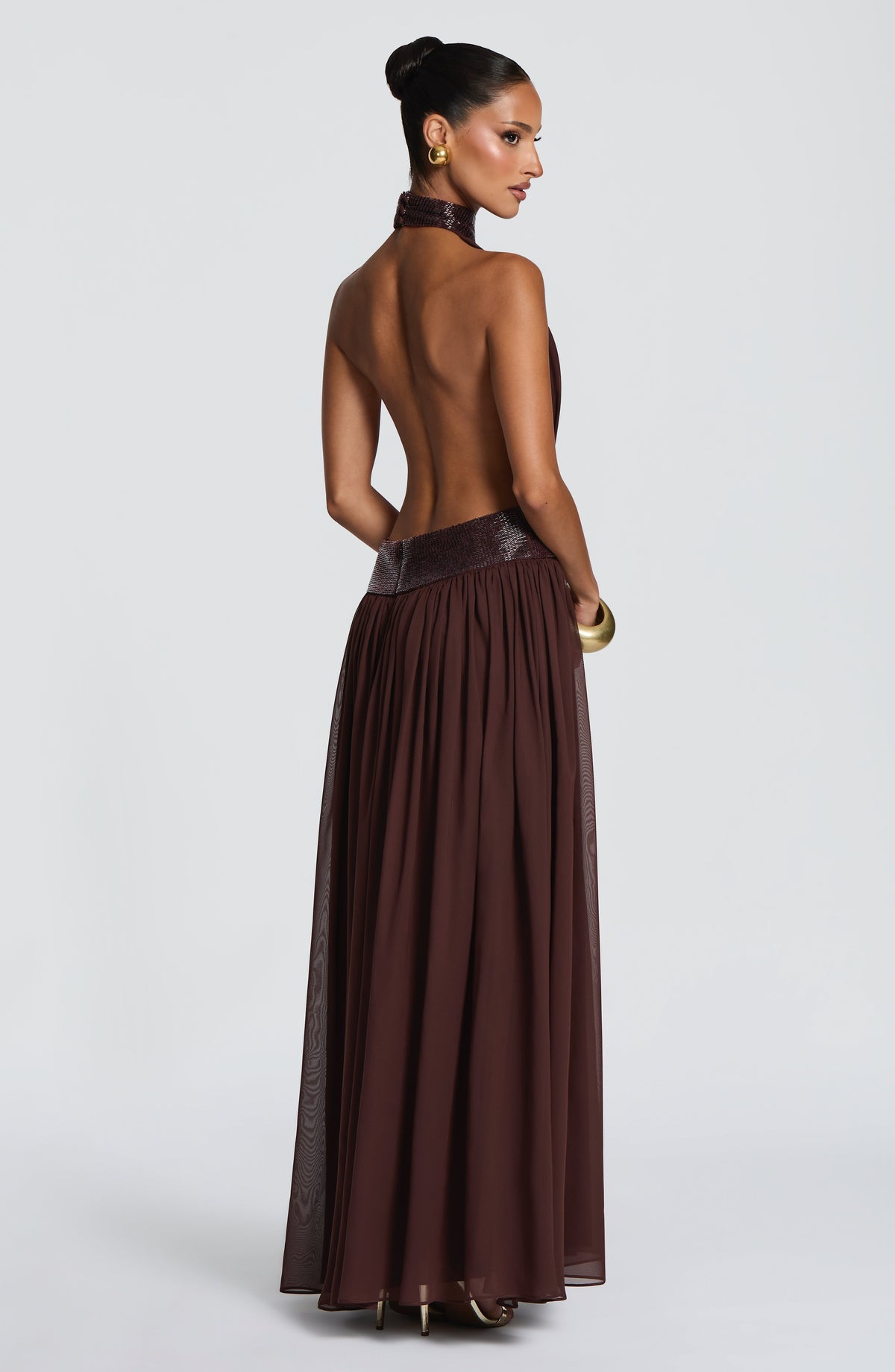 Rosaline Maxi Dress in Plum Brown