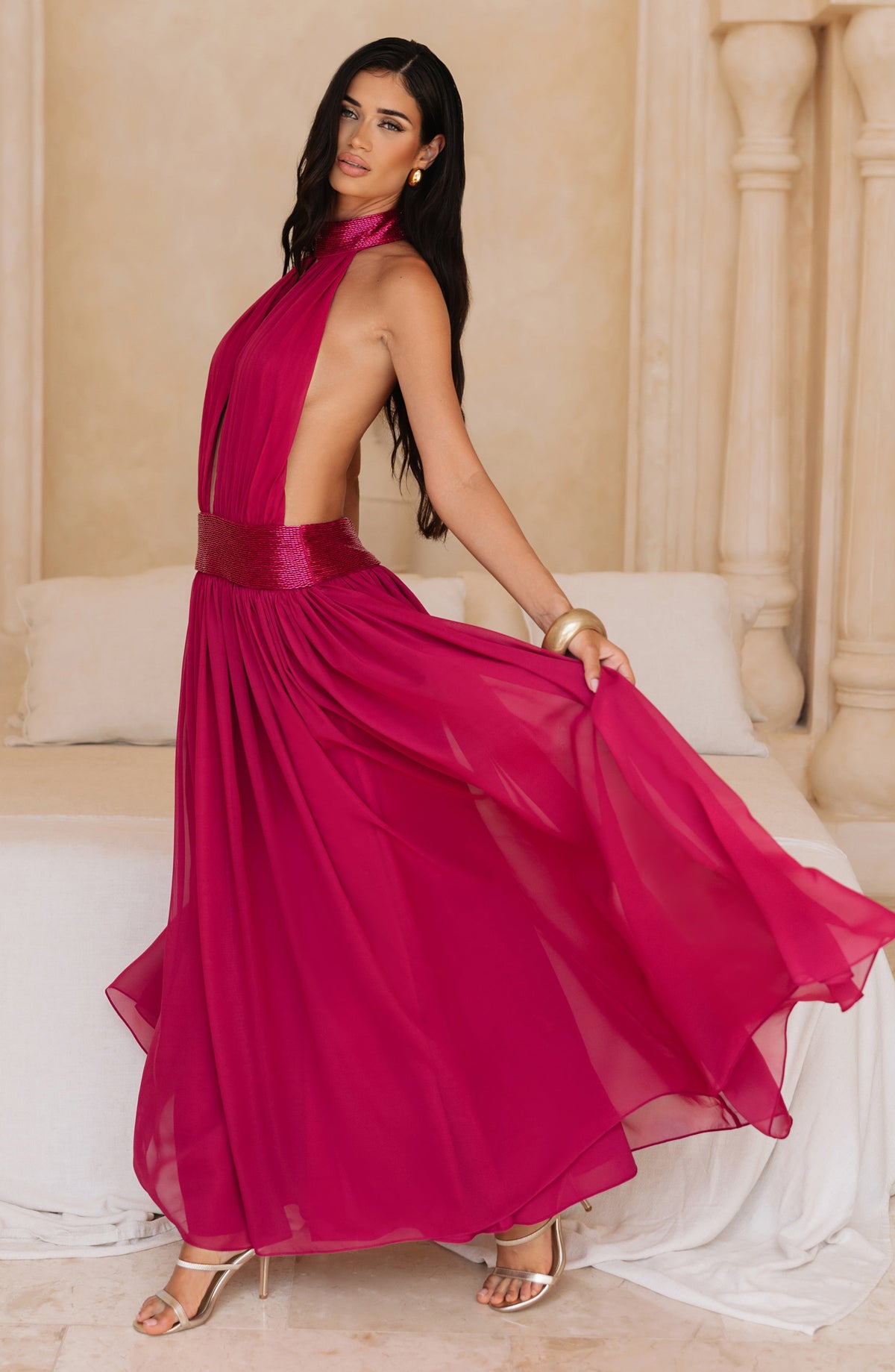 Rosaline Maxi Dress in Raspberry