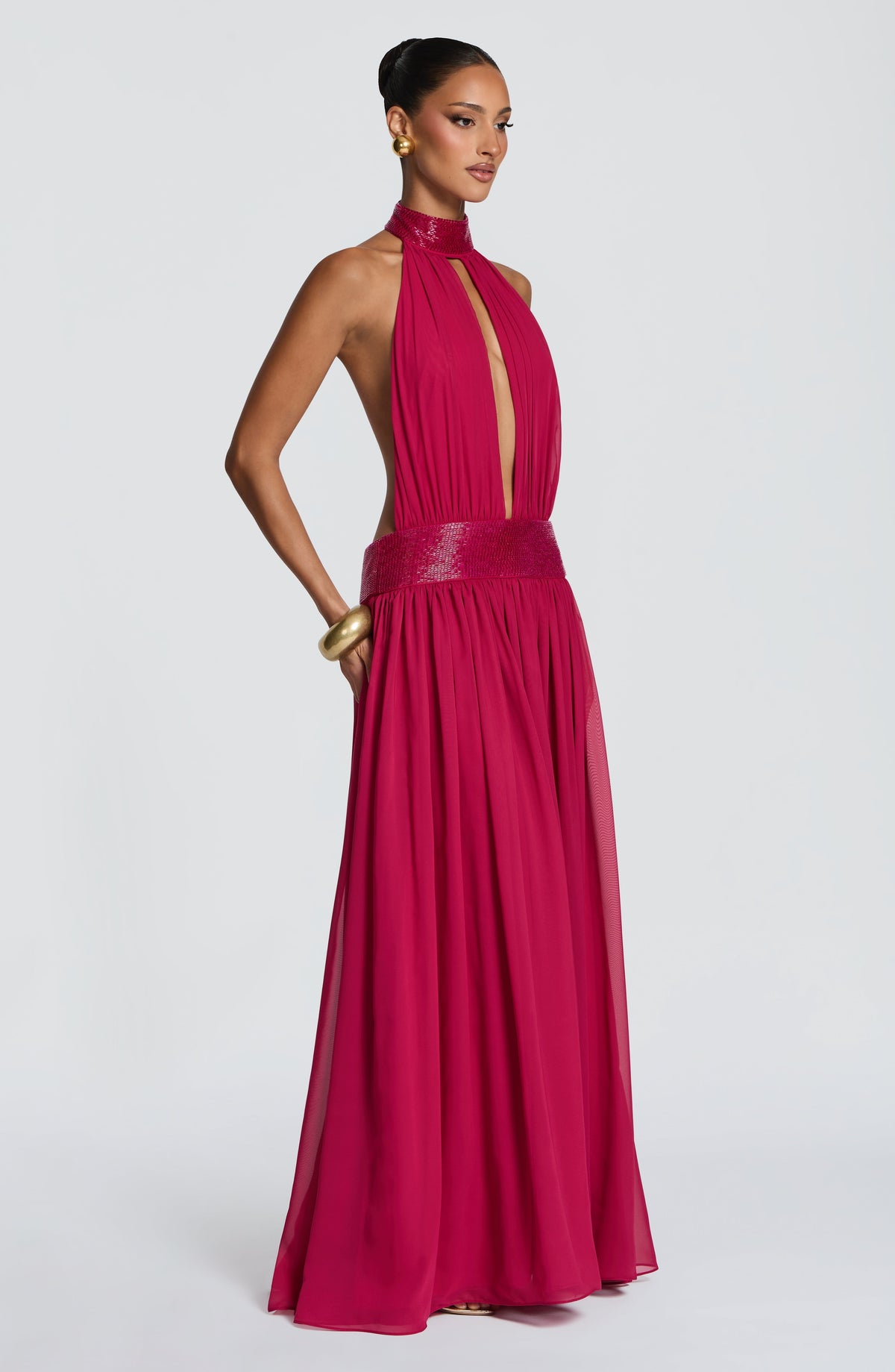 Rosaline Maxi Dress in Raspberry