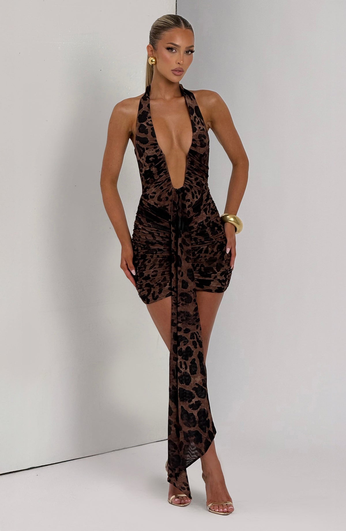 Rosella Mini Dress in Leopard Print