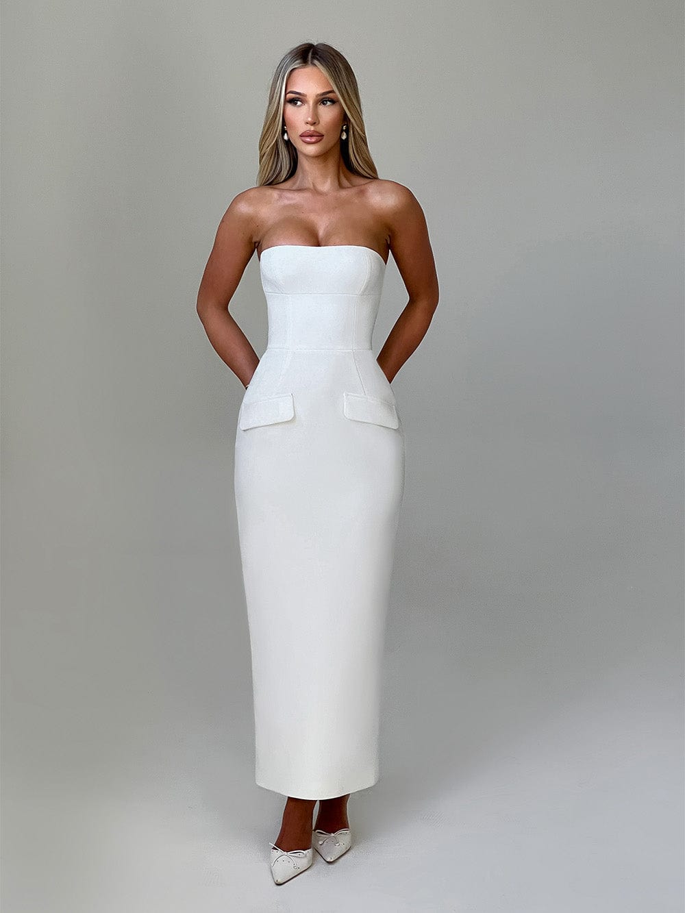 Roxelle Midaxi Dress in Ivory