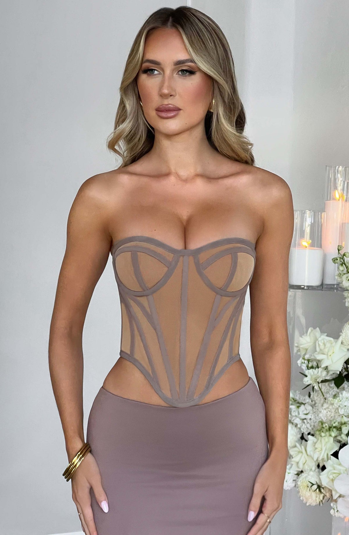 Santina Corset in Chocolate Nude