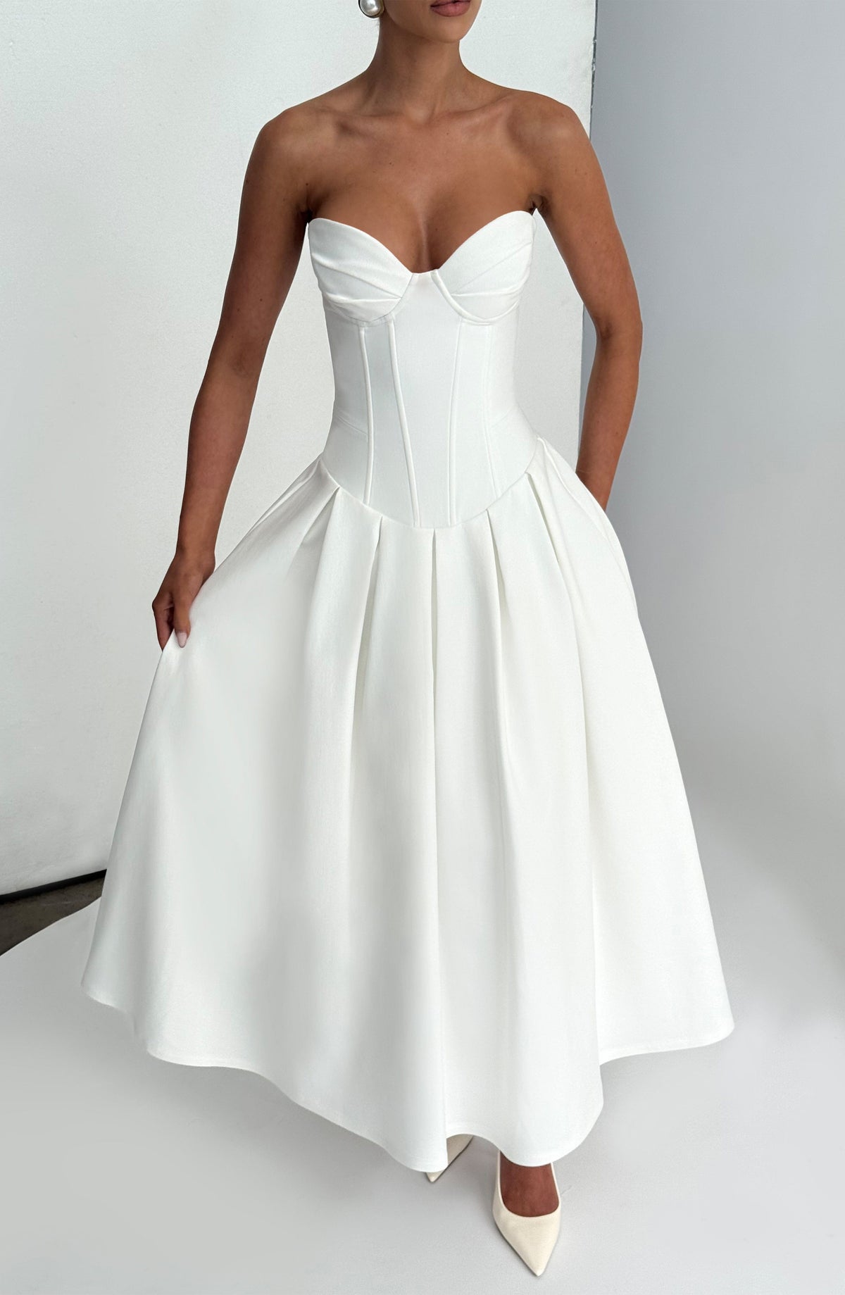 Selma Midi Dress in Ivory