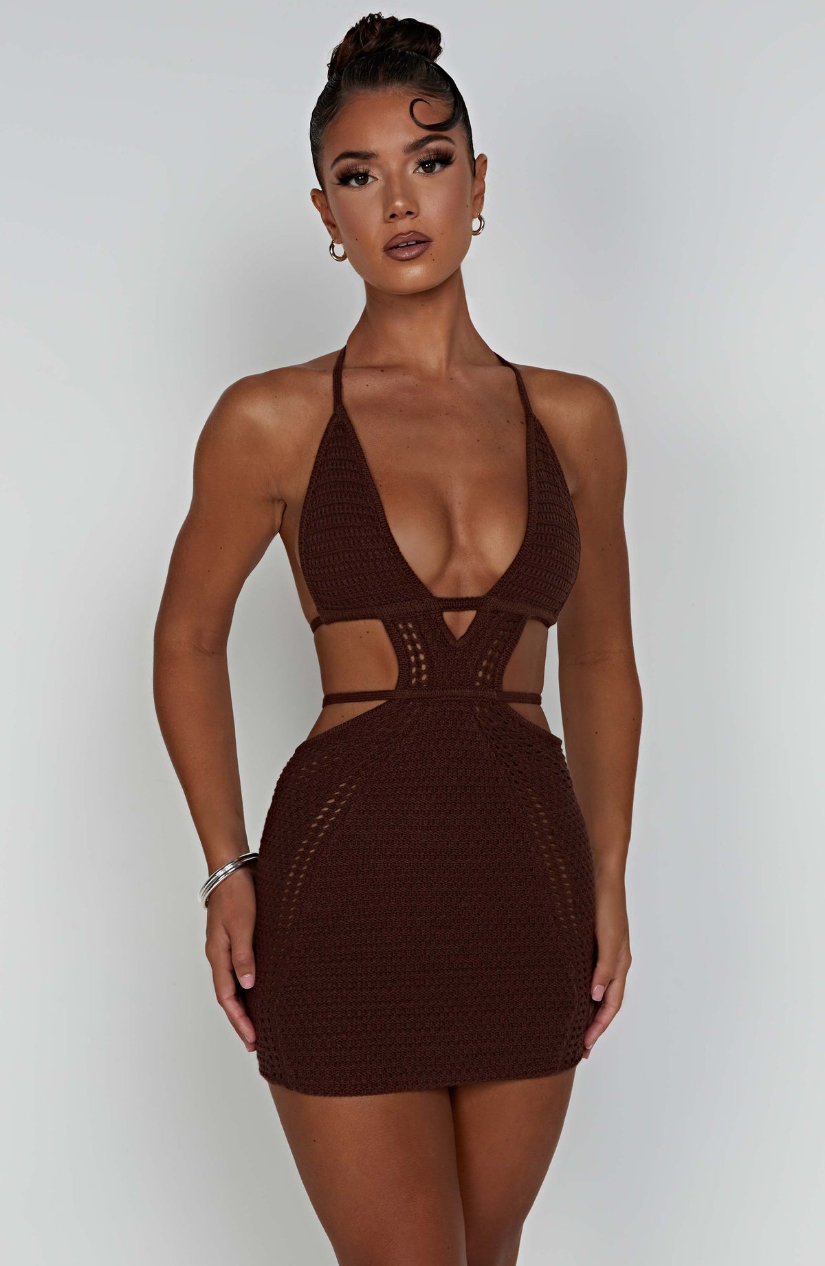 Serena Mini Dress in Chocolate