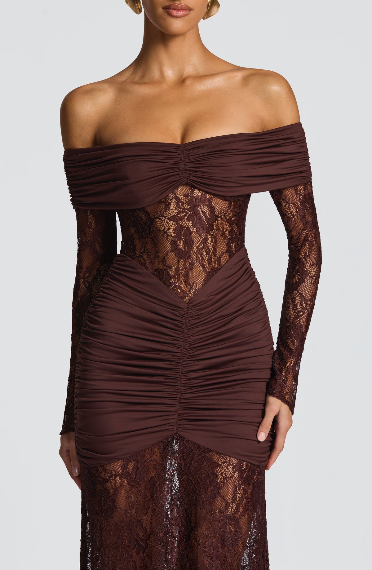 Solene Maxi Dress in Plum Brown