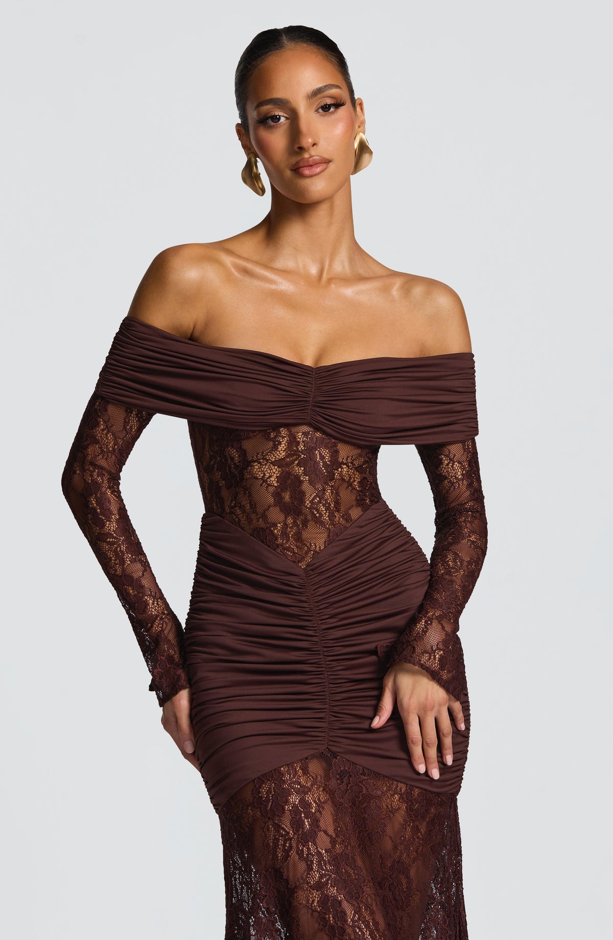 Solene Maxi Dress in Plum Brown